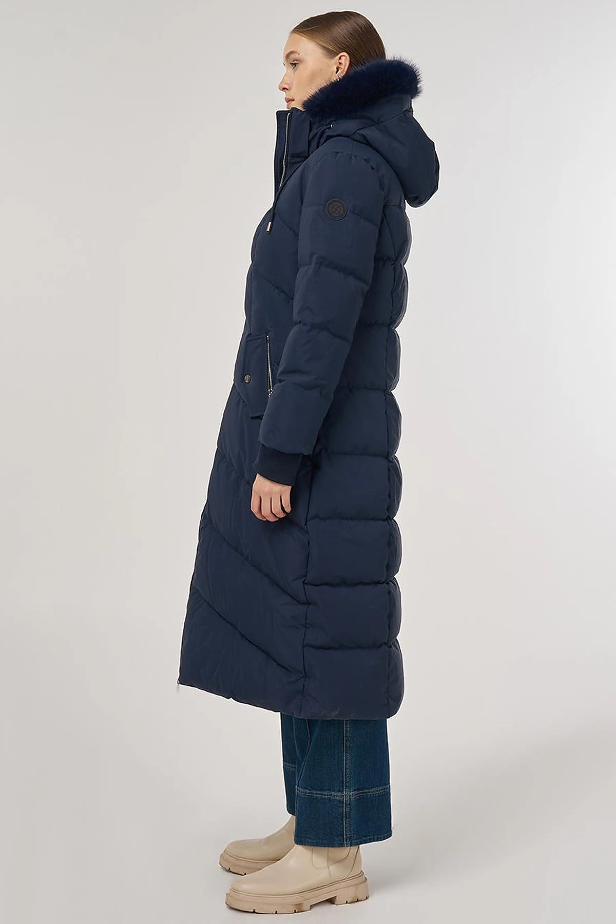 Faux Fur Detailed Anorak Coat in Navy 
