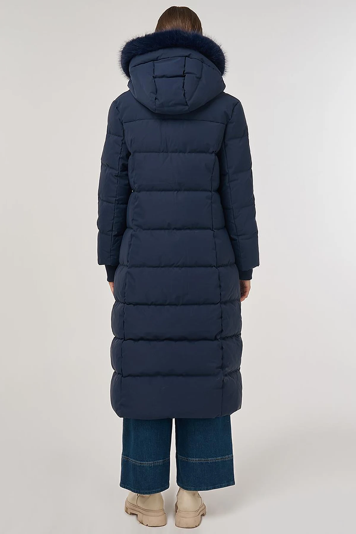 Faux Fur Detailed Anorak Coat in Navy 