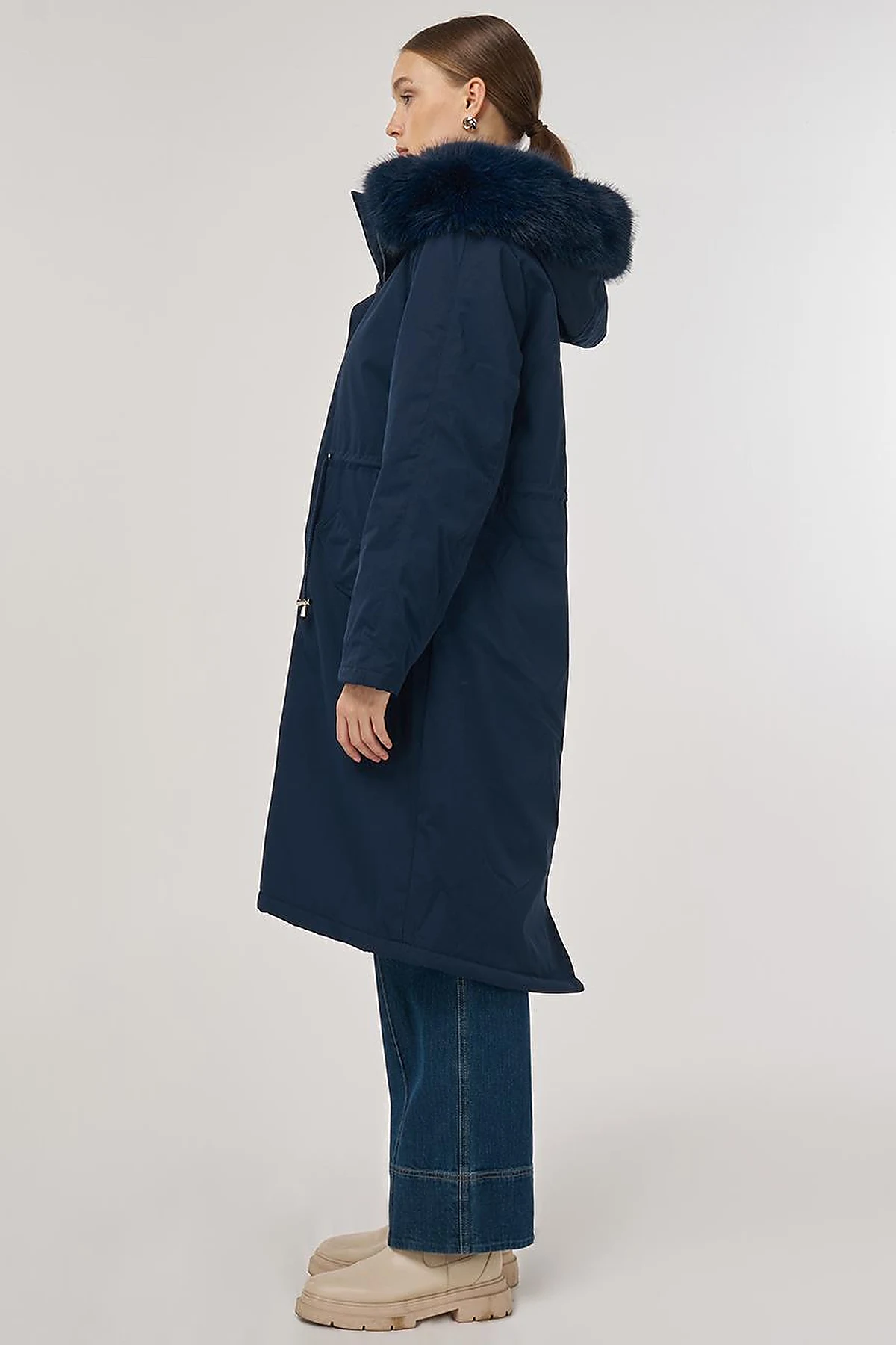 Faux Fur Anorak Jacket Navy 