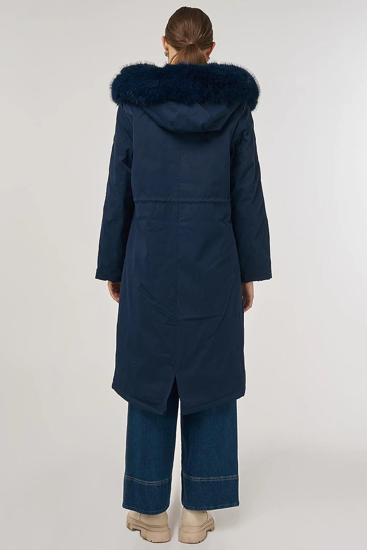 Faux Fur Anorak Jacket Navy 