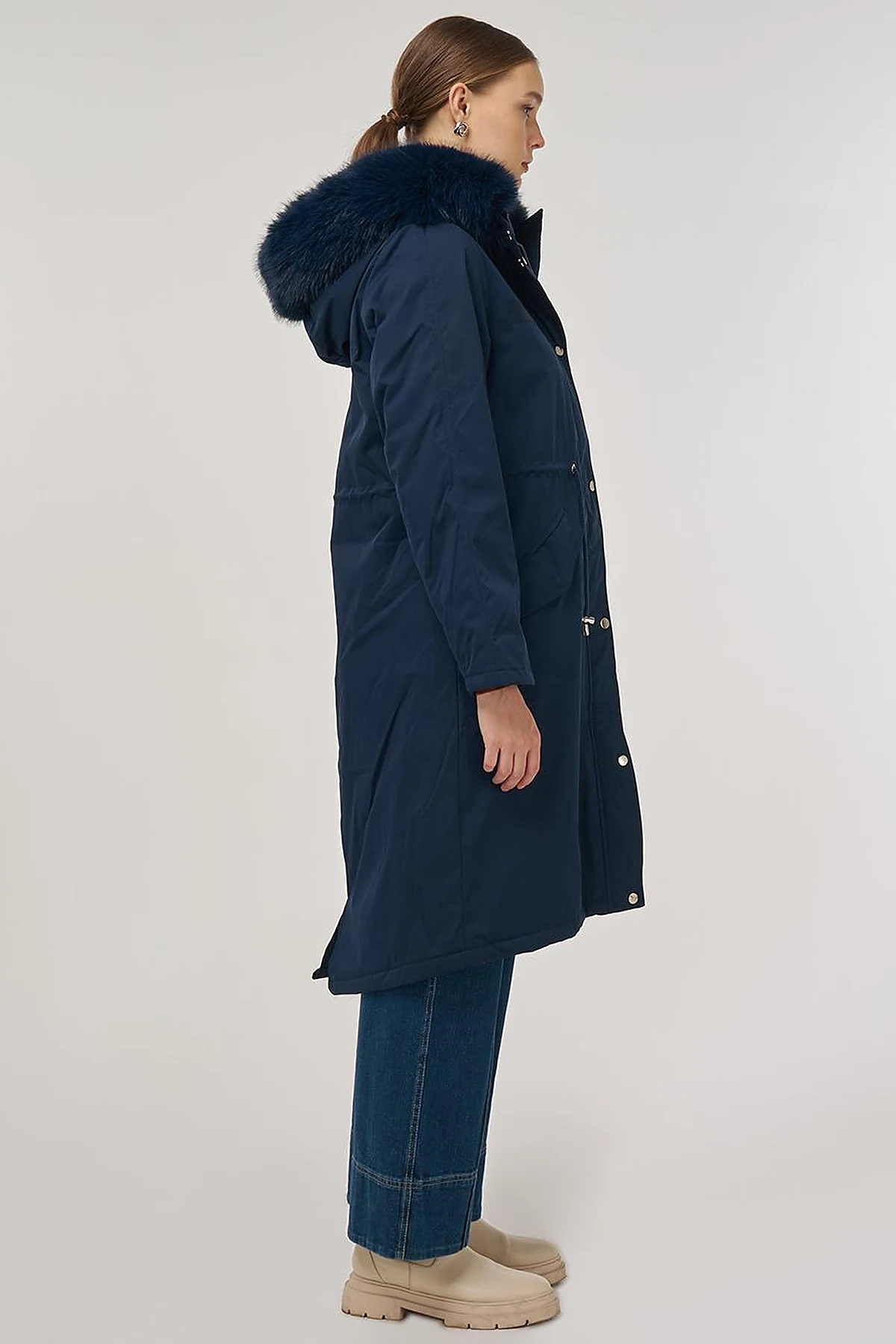 Faux Fur Anorak Jacket Navy 