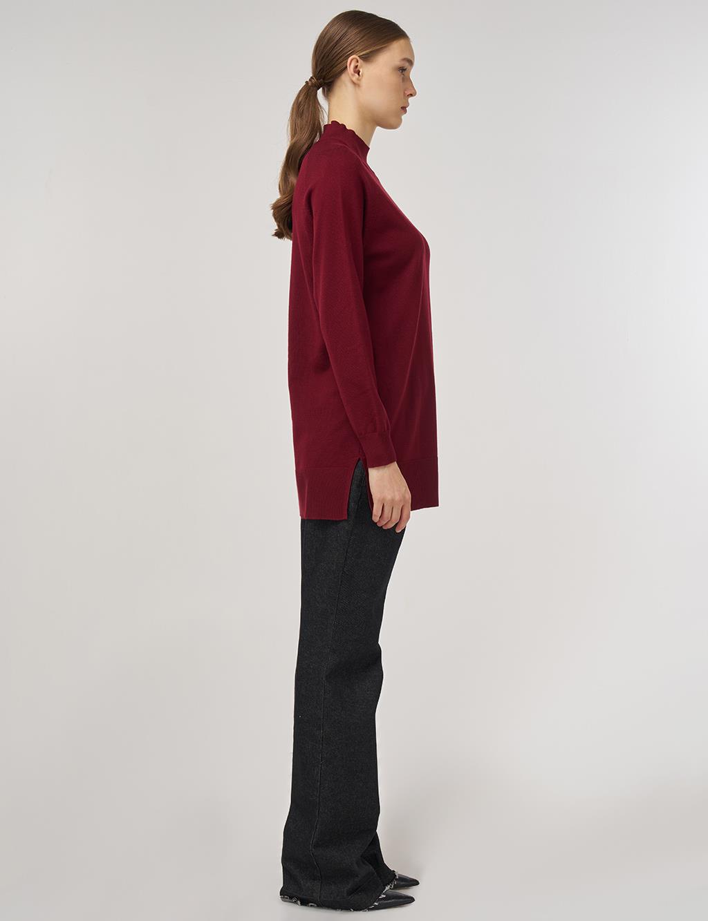 Half Turtleneck Knit Tunic Dark Burgundy