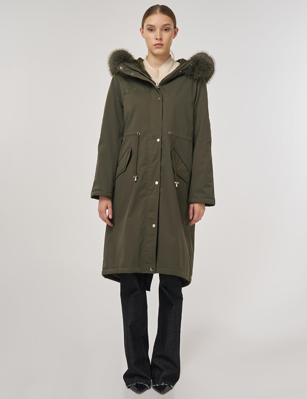 Cep Detaylı Anorak Mont Haki 