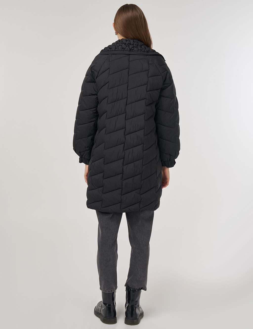 Zigzag Quilted Short Jacket Black