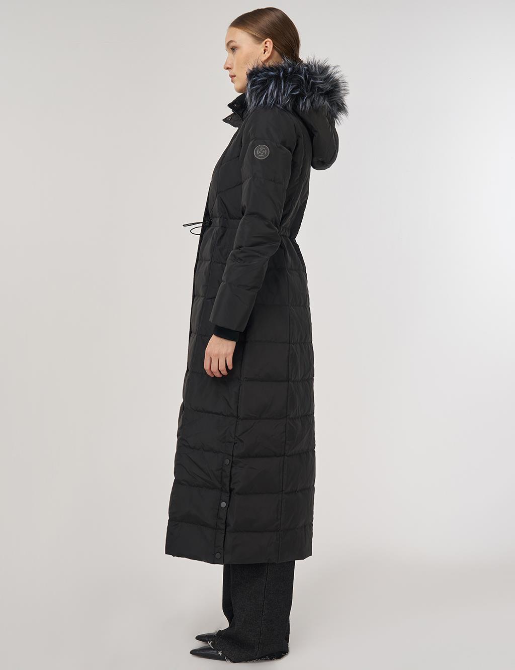Snap-Button Goose Down Padded Jacket Black