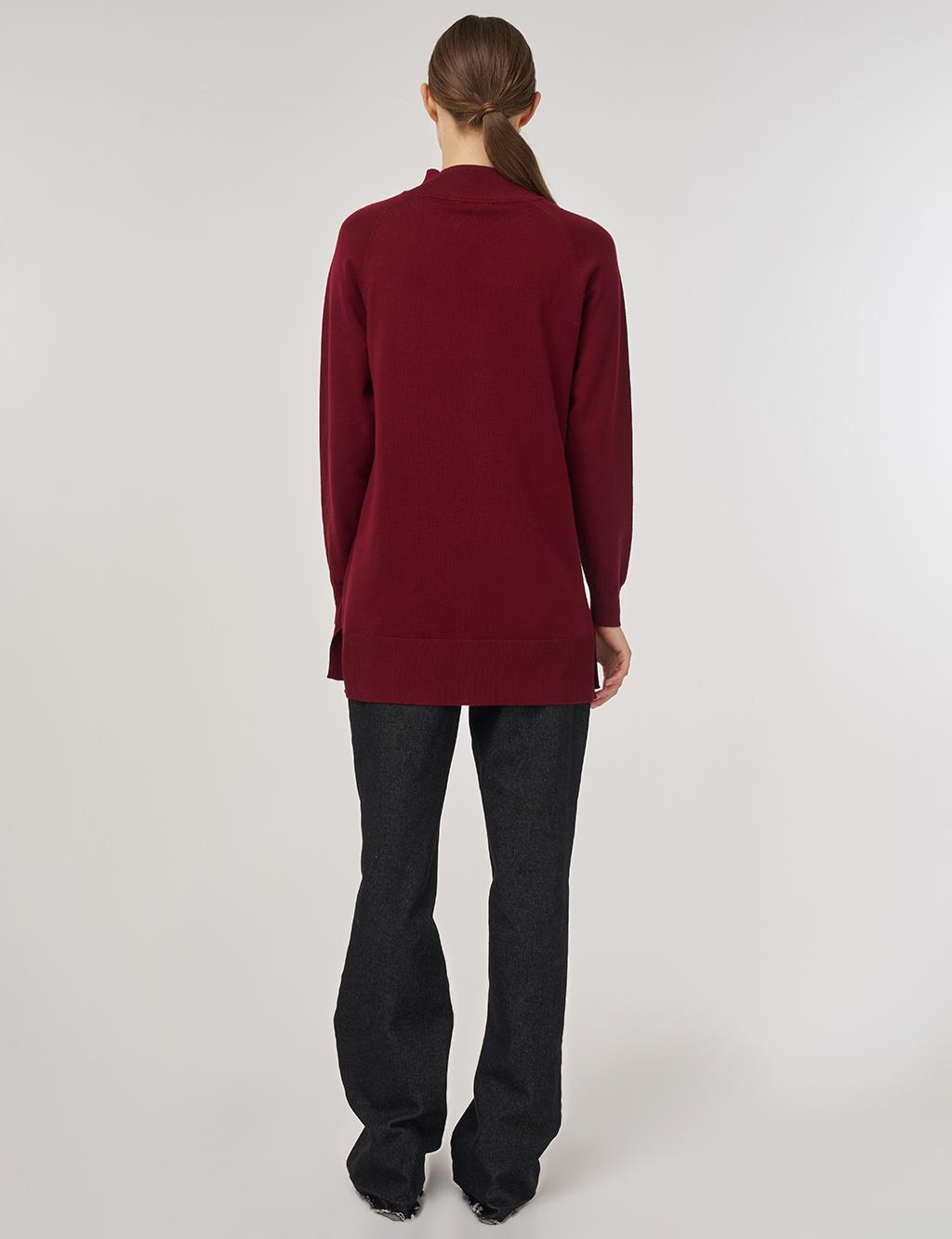 Half Turtleneck Knit Tunic Dark Burgundy