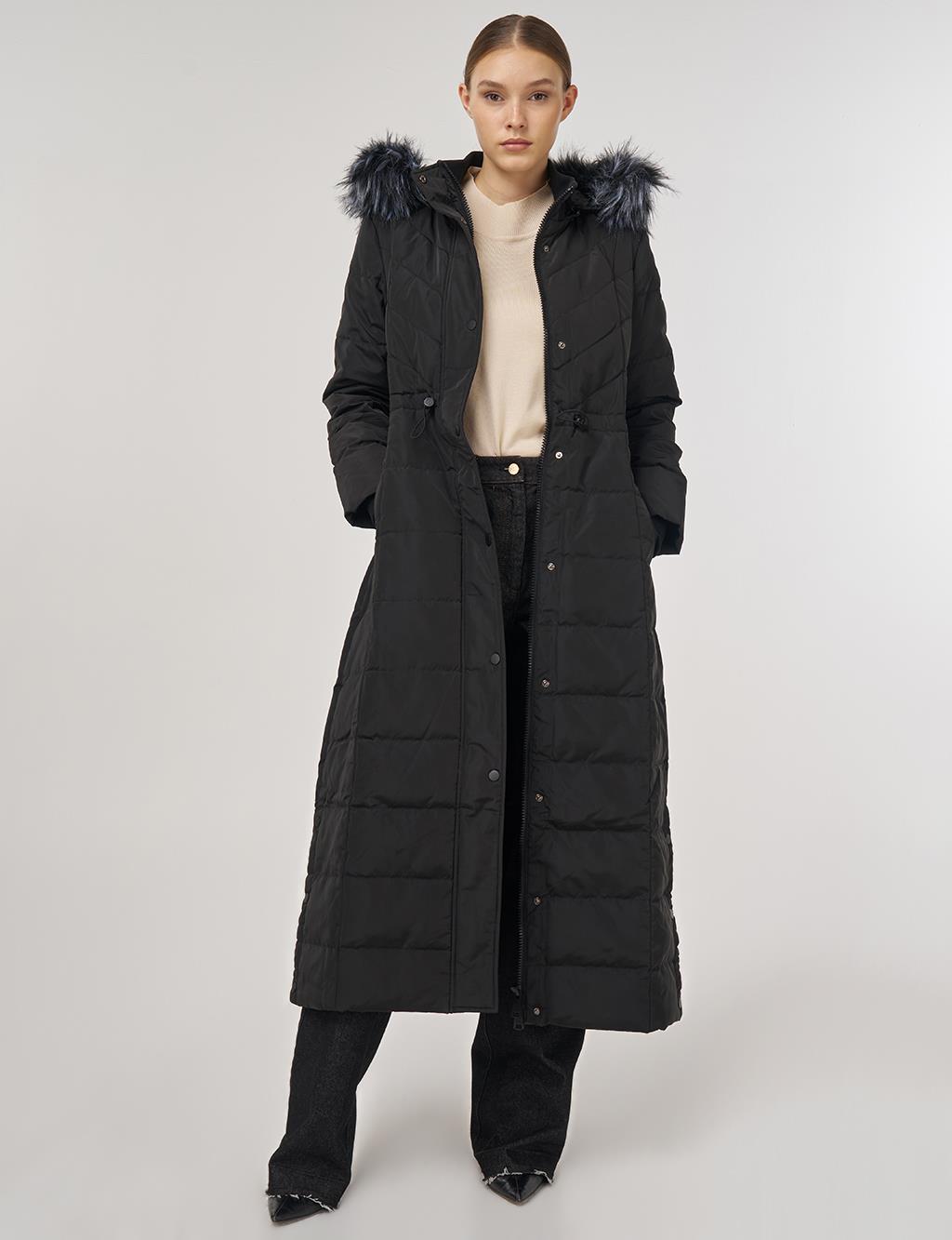 Snap-Button Goose Down Padded Jacket Black