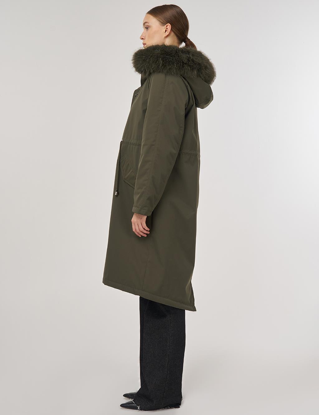 Cep Detaylı Anorak Mont Haki 