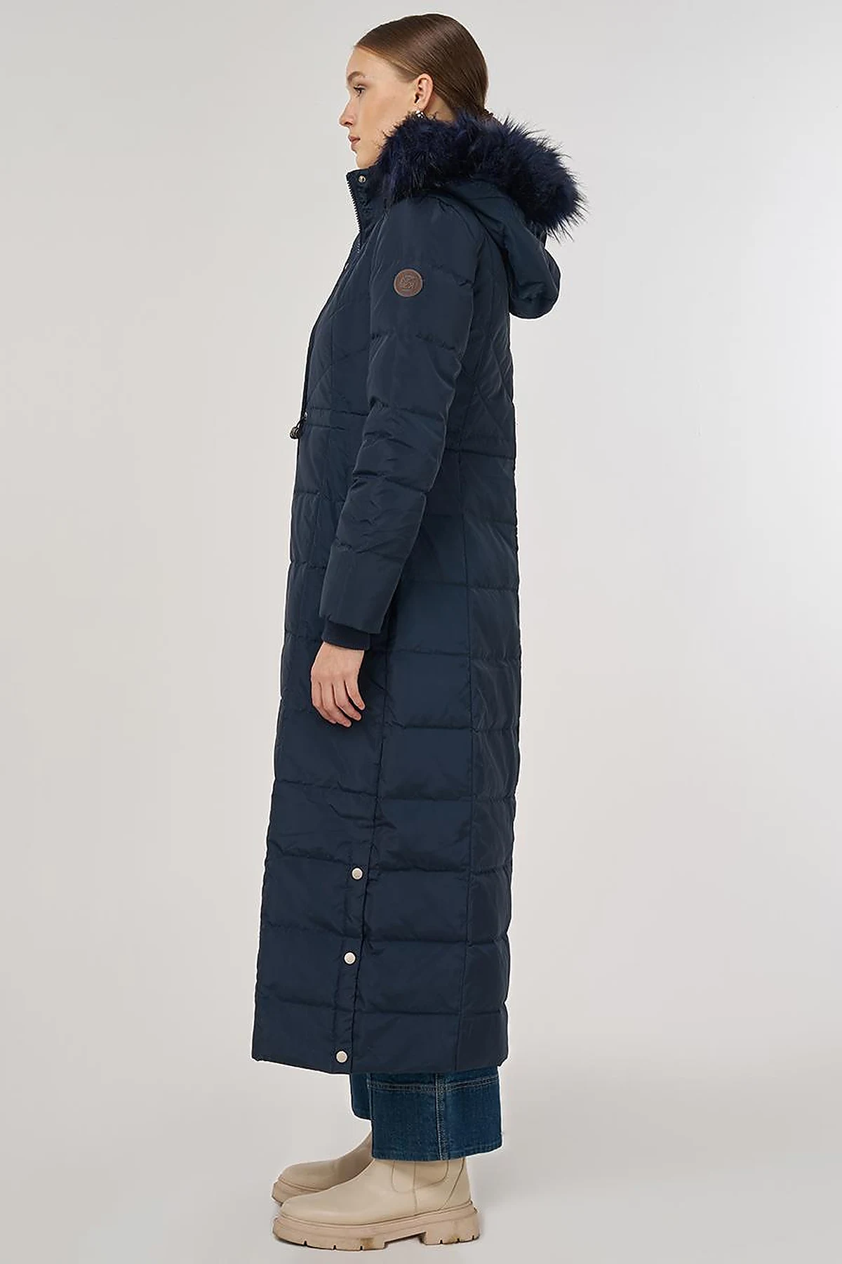 Snap-Button Goose Down Padded Jacket Navy 