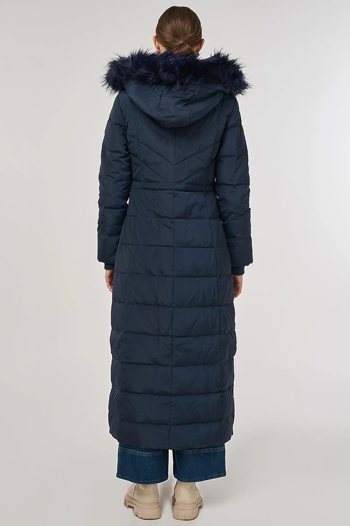Snap-Button Goose Down Padded Jacket Navy 