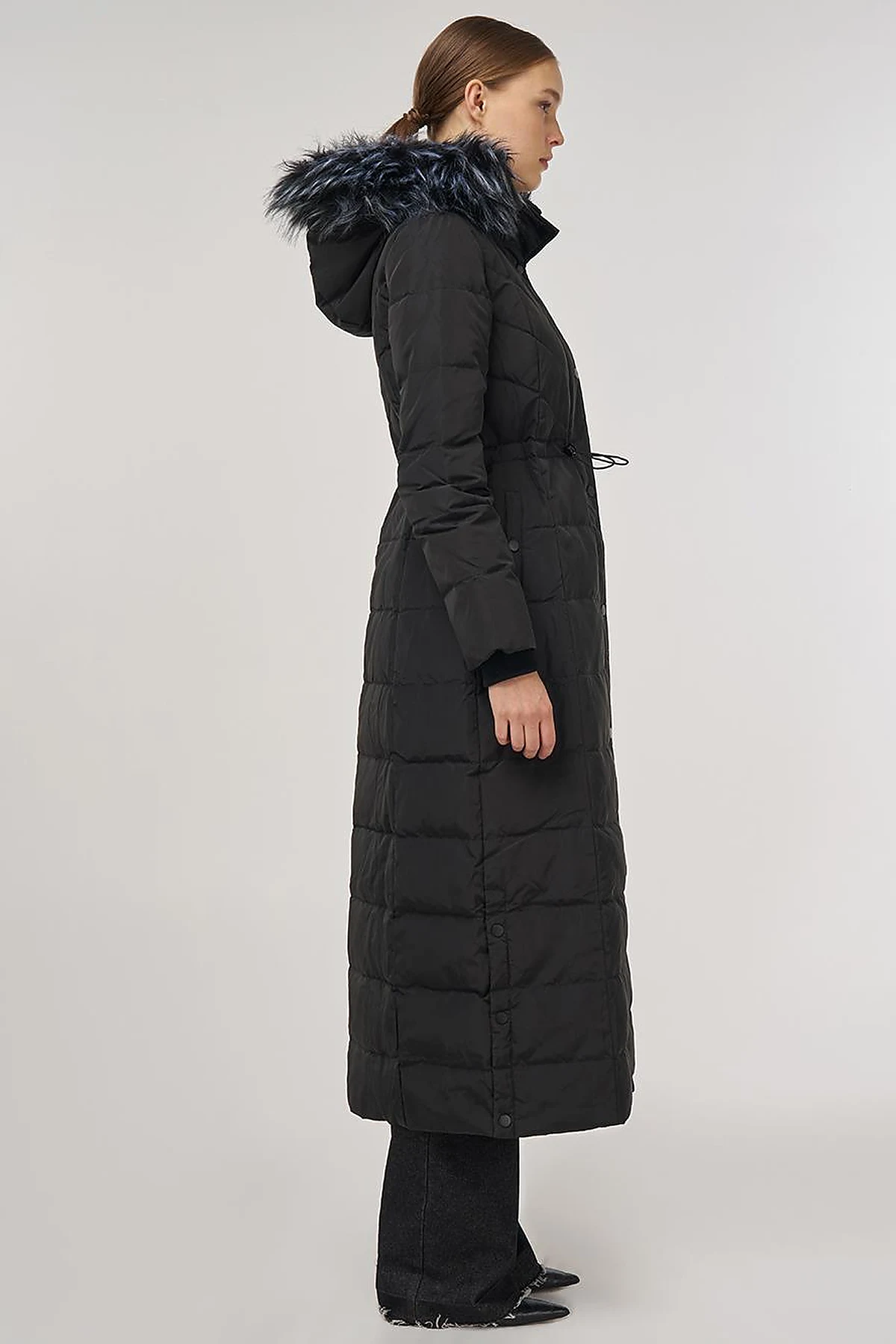 Snap-Button Goose Down Padded Jacket Black