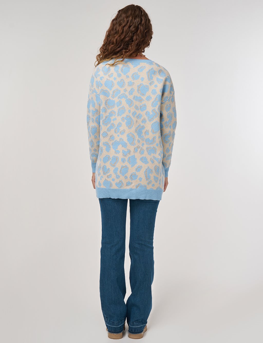 Patterned Knit Tunic Blue