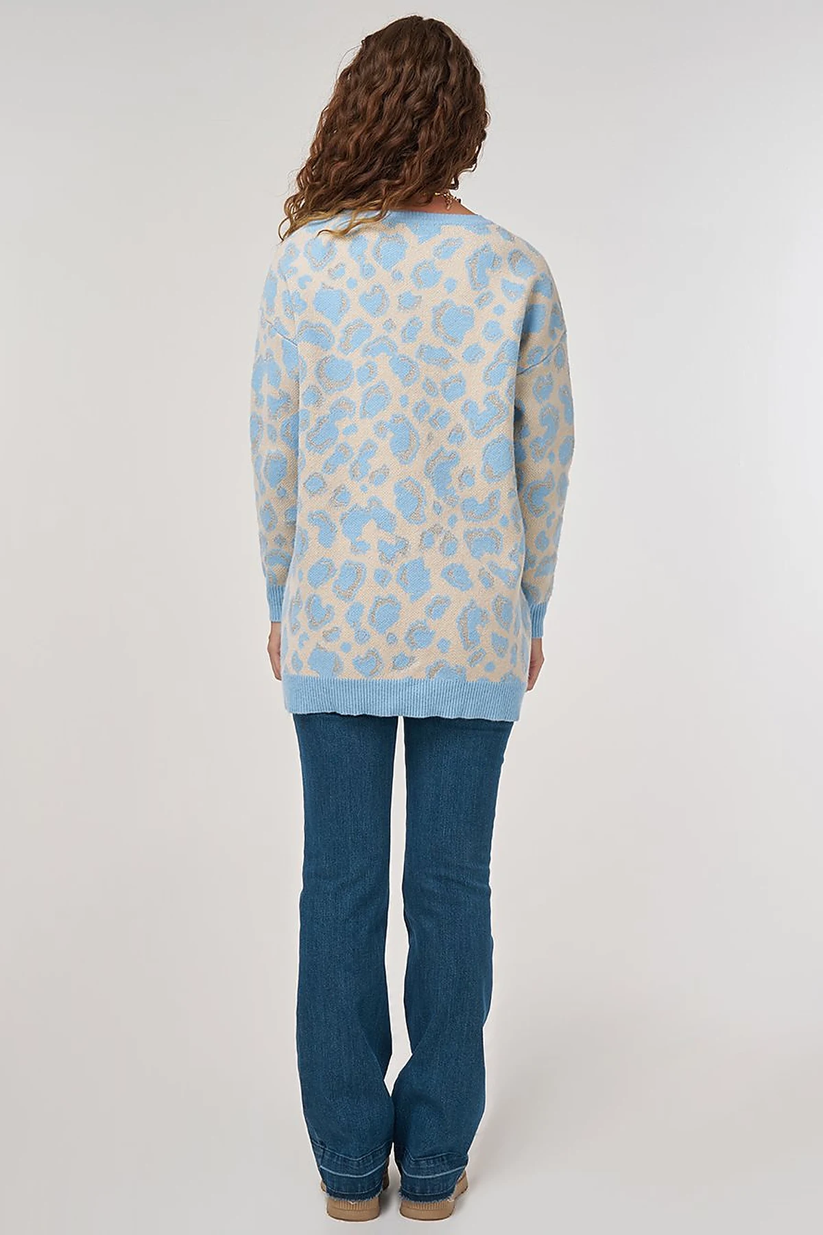 Patterned Knit Tunic Blue