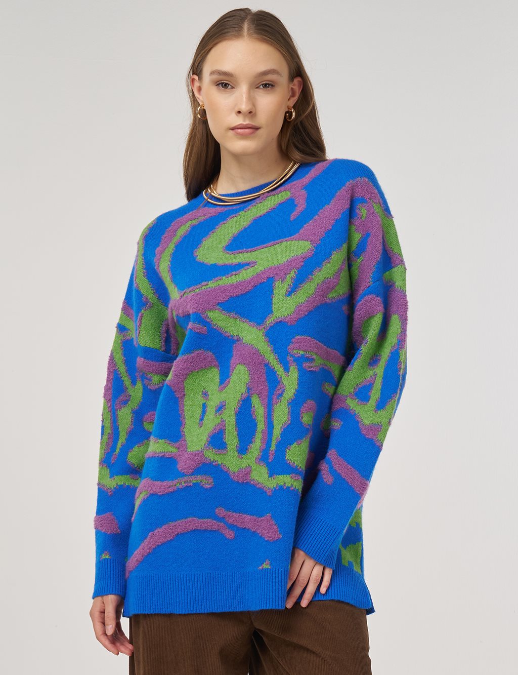 Çok Renkli Triko Tunik Saks