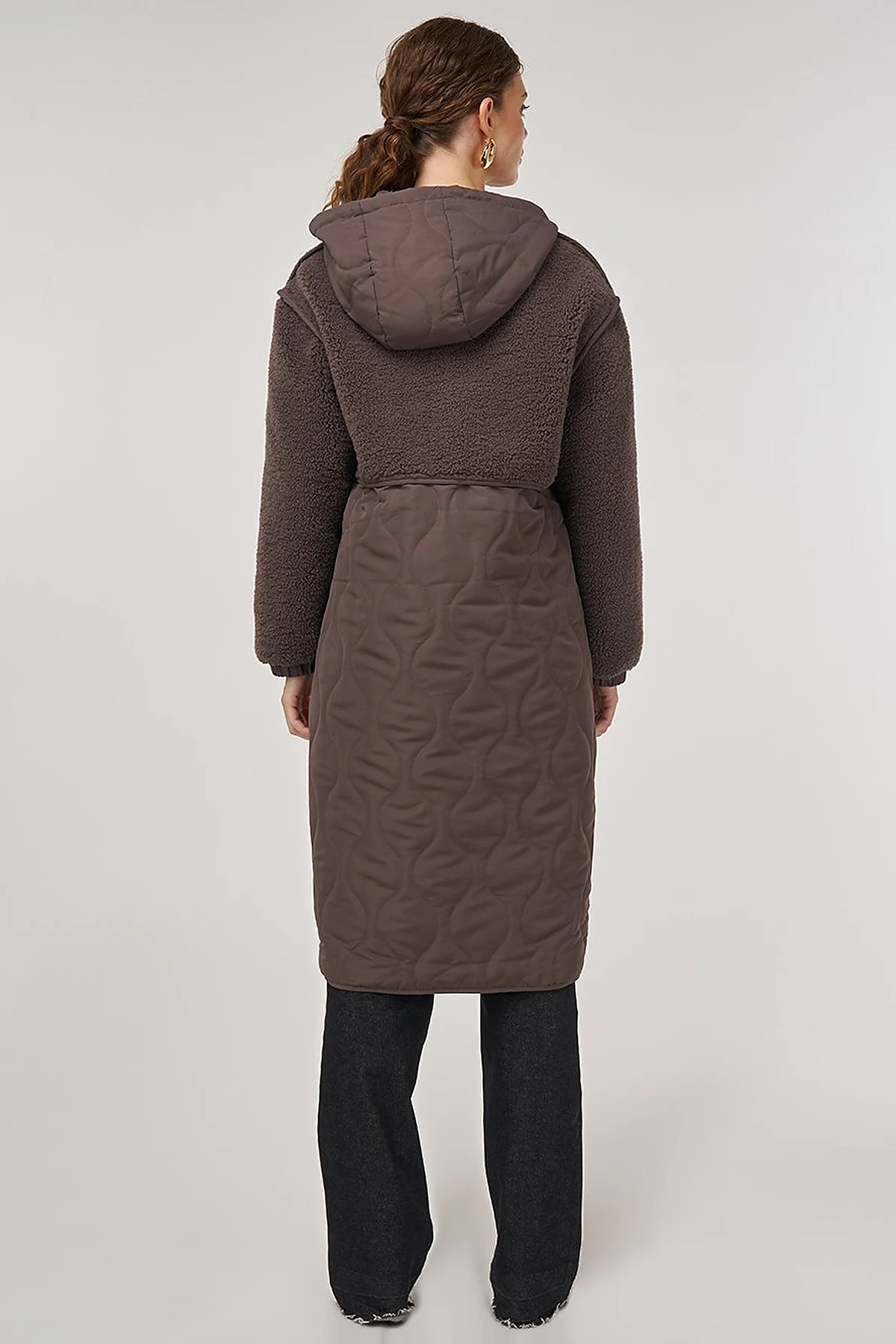 Faux Fur-Detail Anorak Jacket Brown