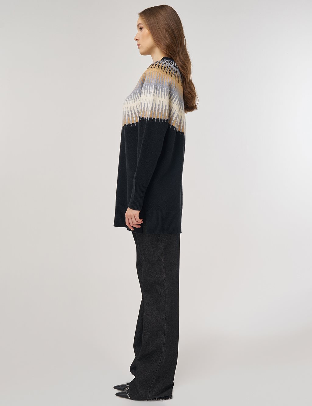 Stone Detail Knit Tunic Black