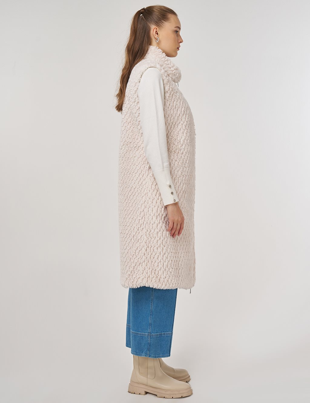 Reversible Zippered Vest Ecru 