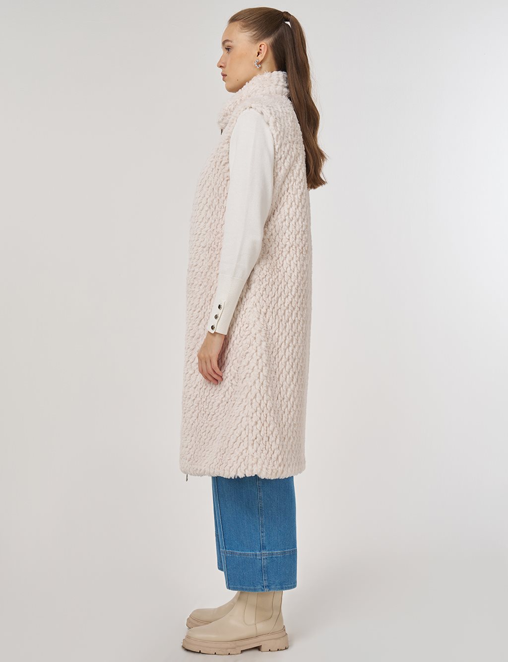 Reversible Zippered Vest Ecru 