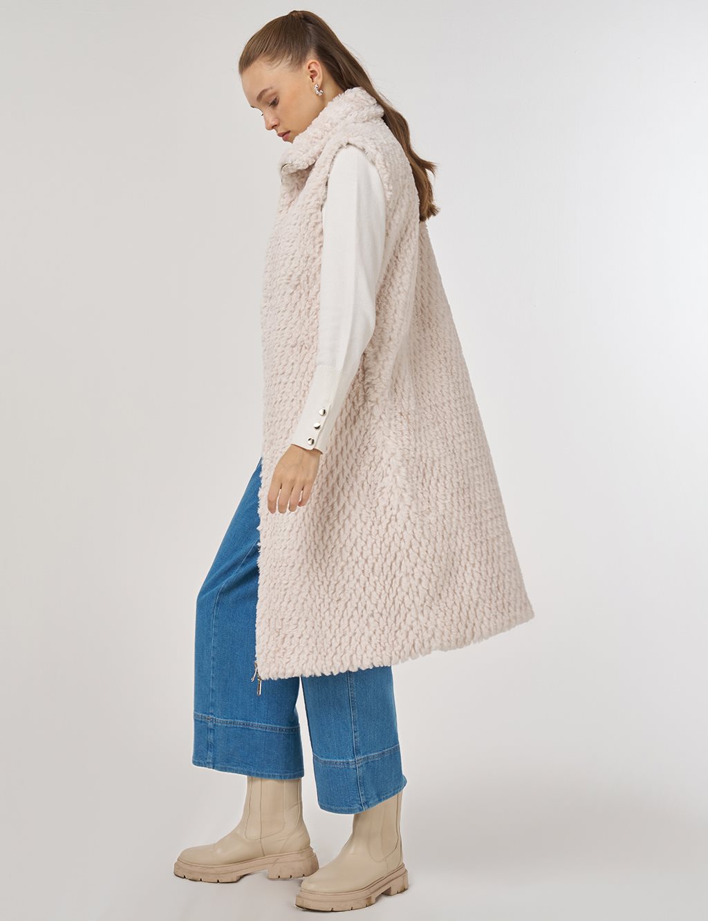 Reversible Zippered Vest Ecru 
