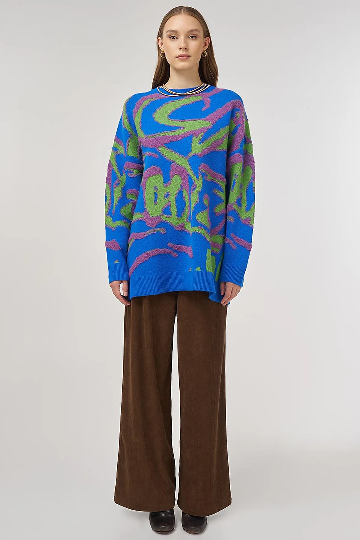 Multicolor Knit Tunic Sapphire