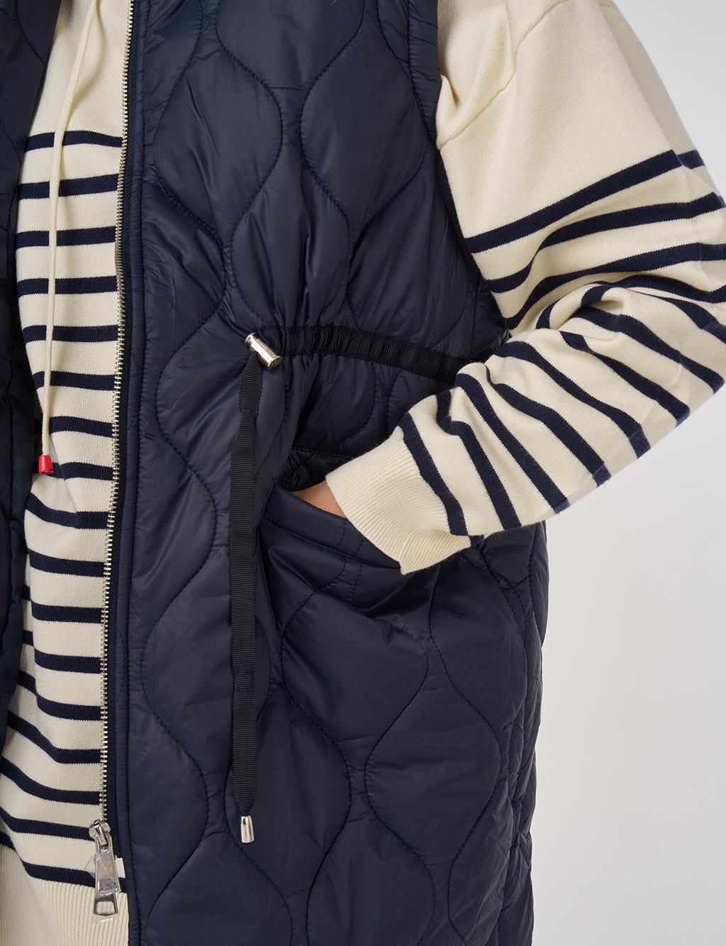 Stand Collar Puffer Vest Navy 