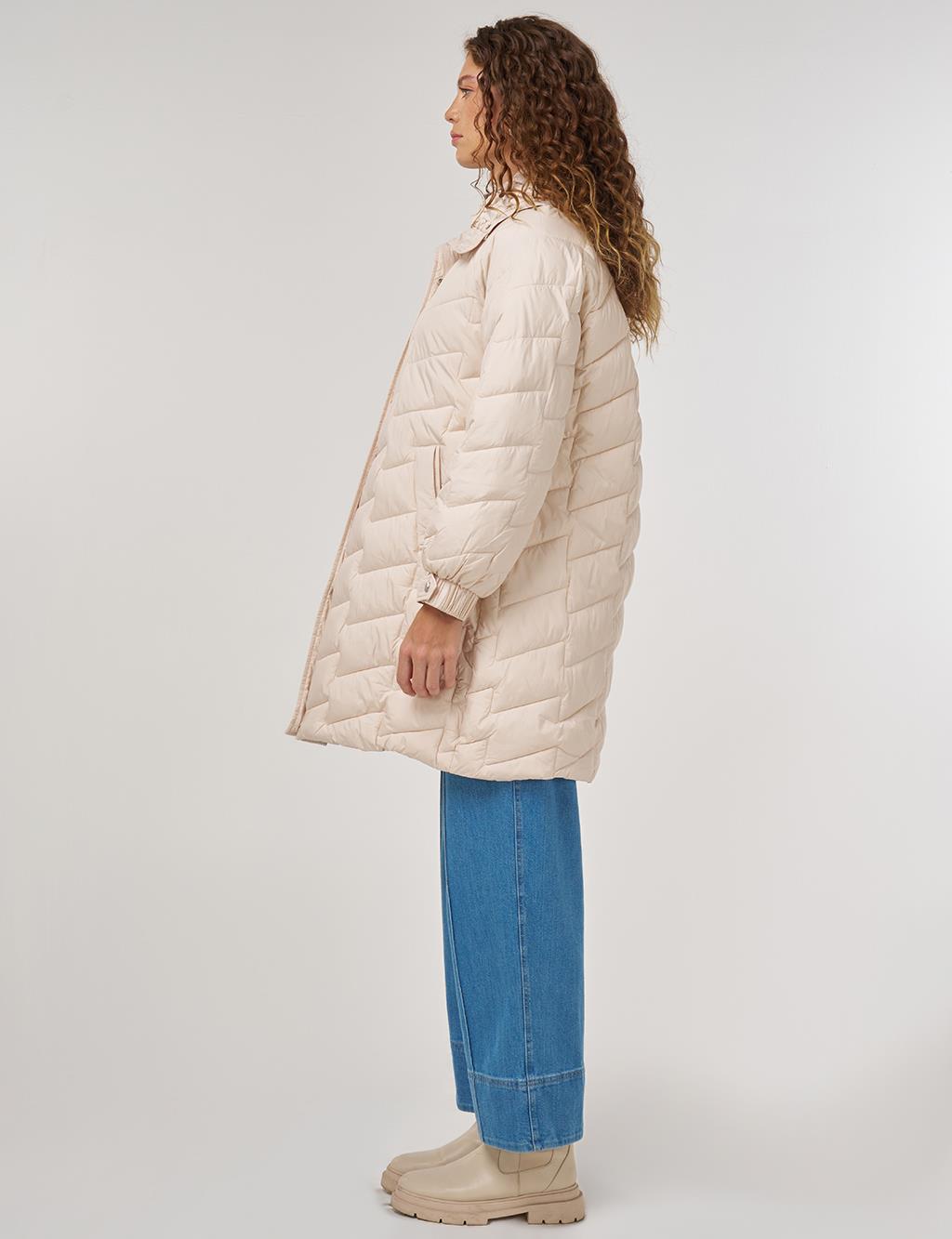Zigzag Quilted Short Jacket Cream 