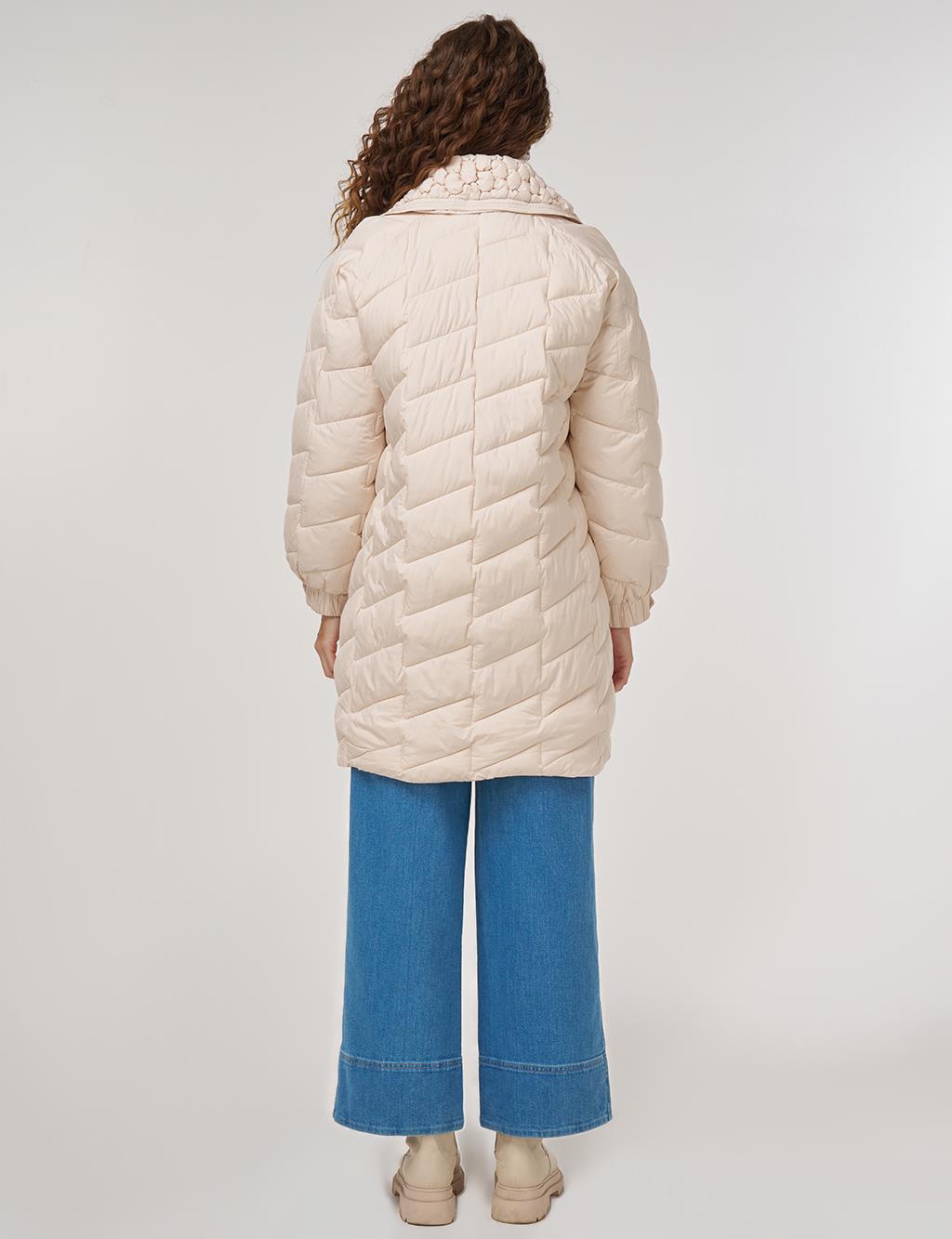 Zigzag Quilted Short Jacket Cream 