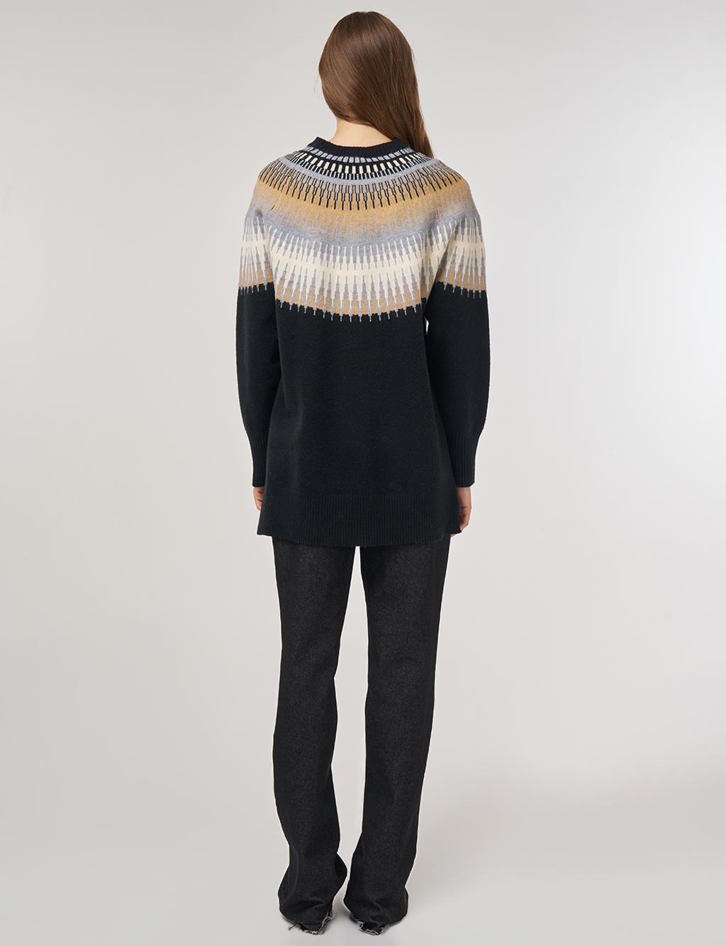 Stone Detail Knit Tunic Black