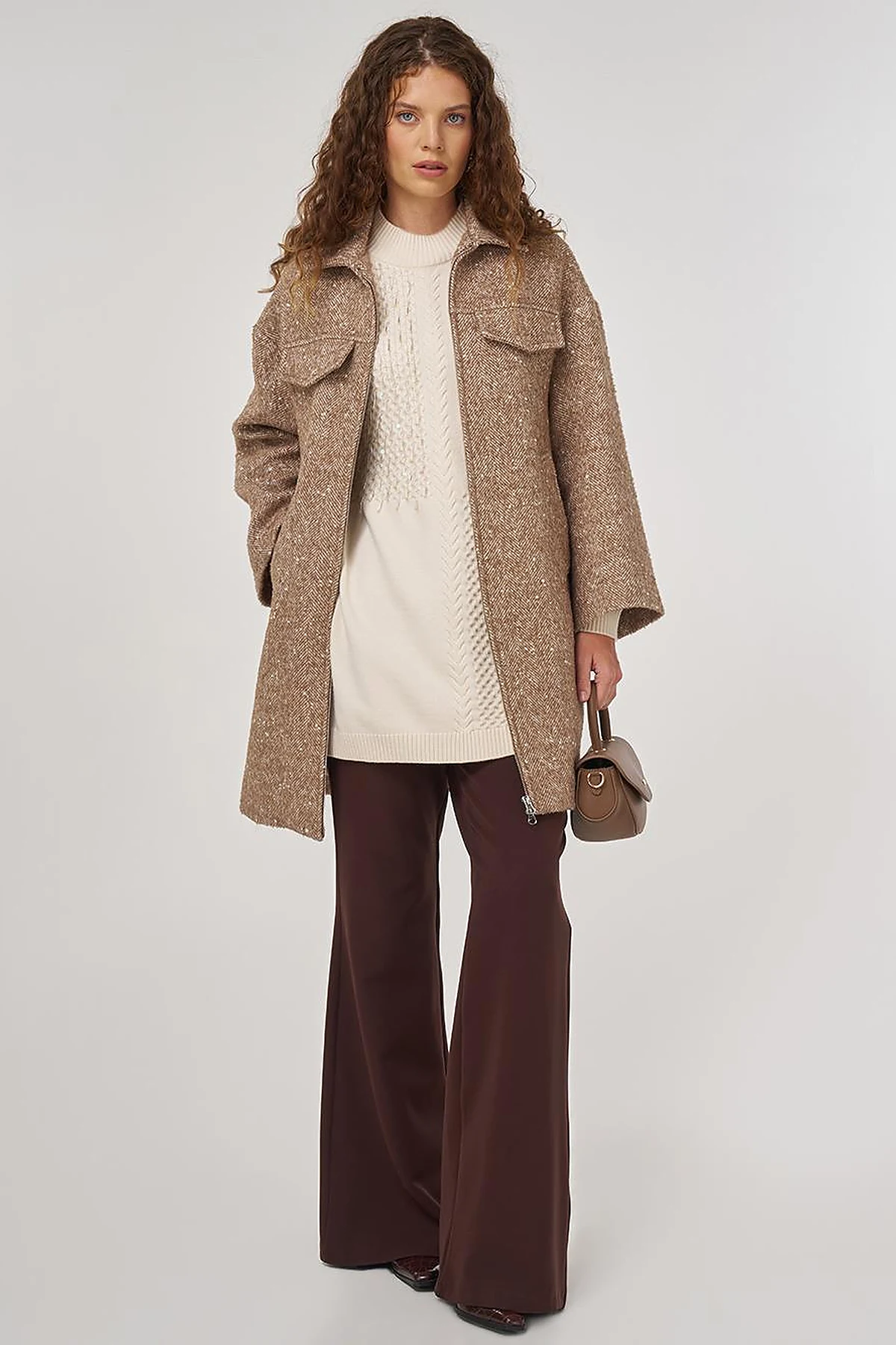 Flap Pocket Wool Coat Mustard