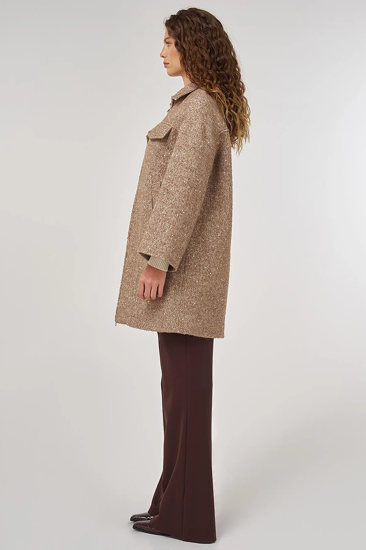 Flap Pocket Wool Coat Mustard