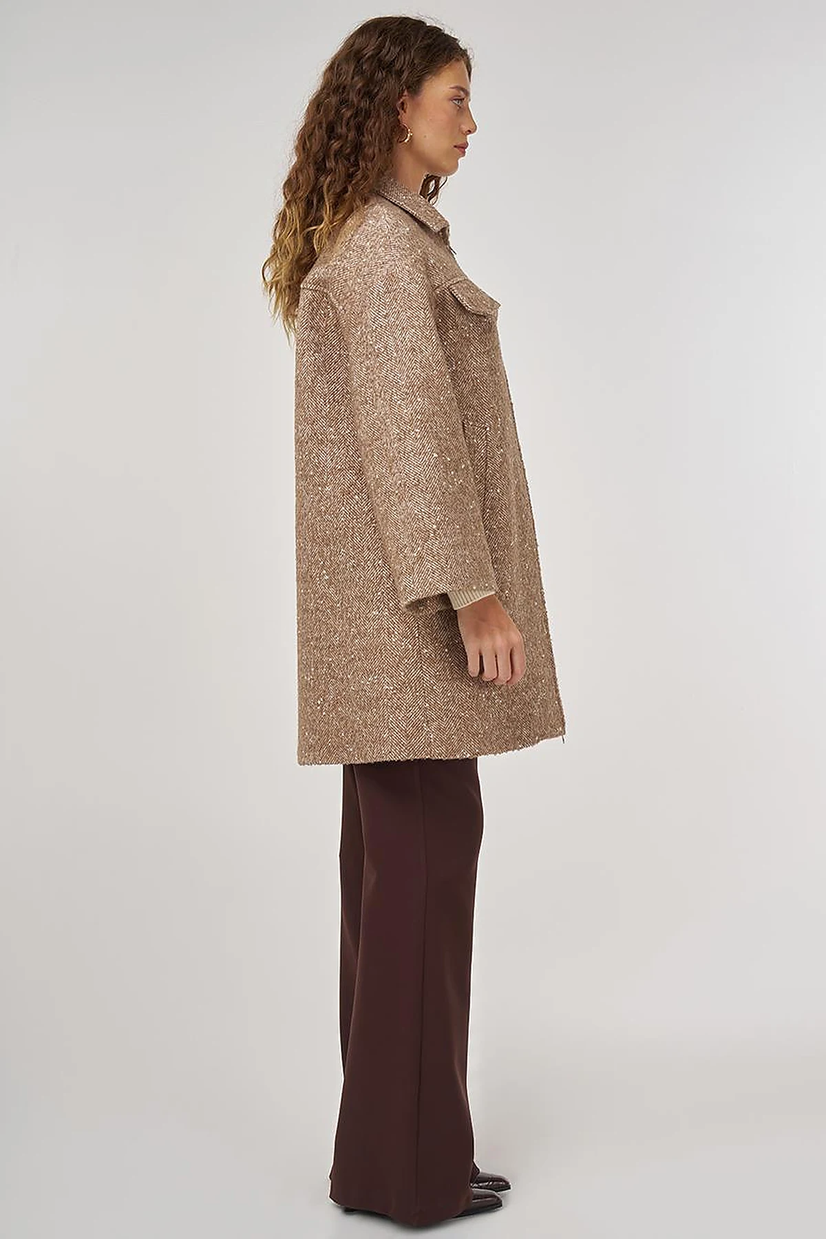 Flap Pocket Wool Coat Mustard