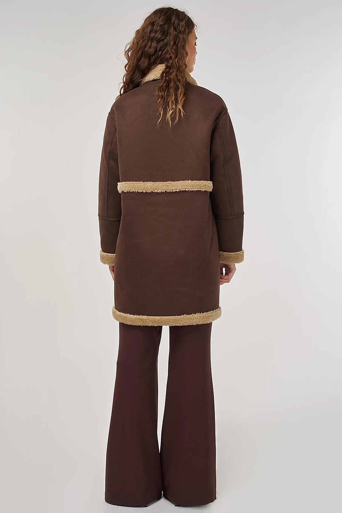 Patch Pocket Suede Coat Brown