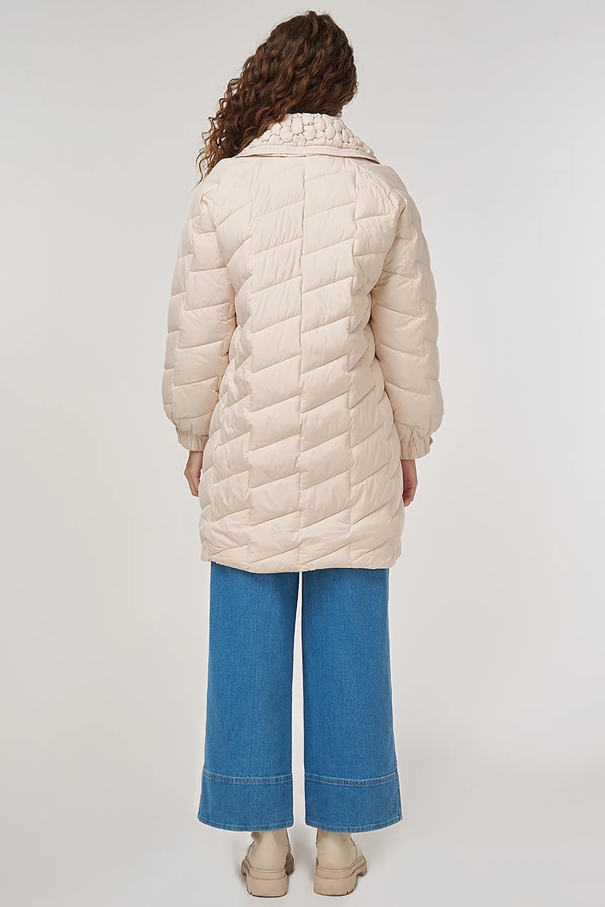 Zigzag Quilted Short Jacket Cream 