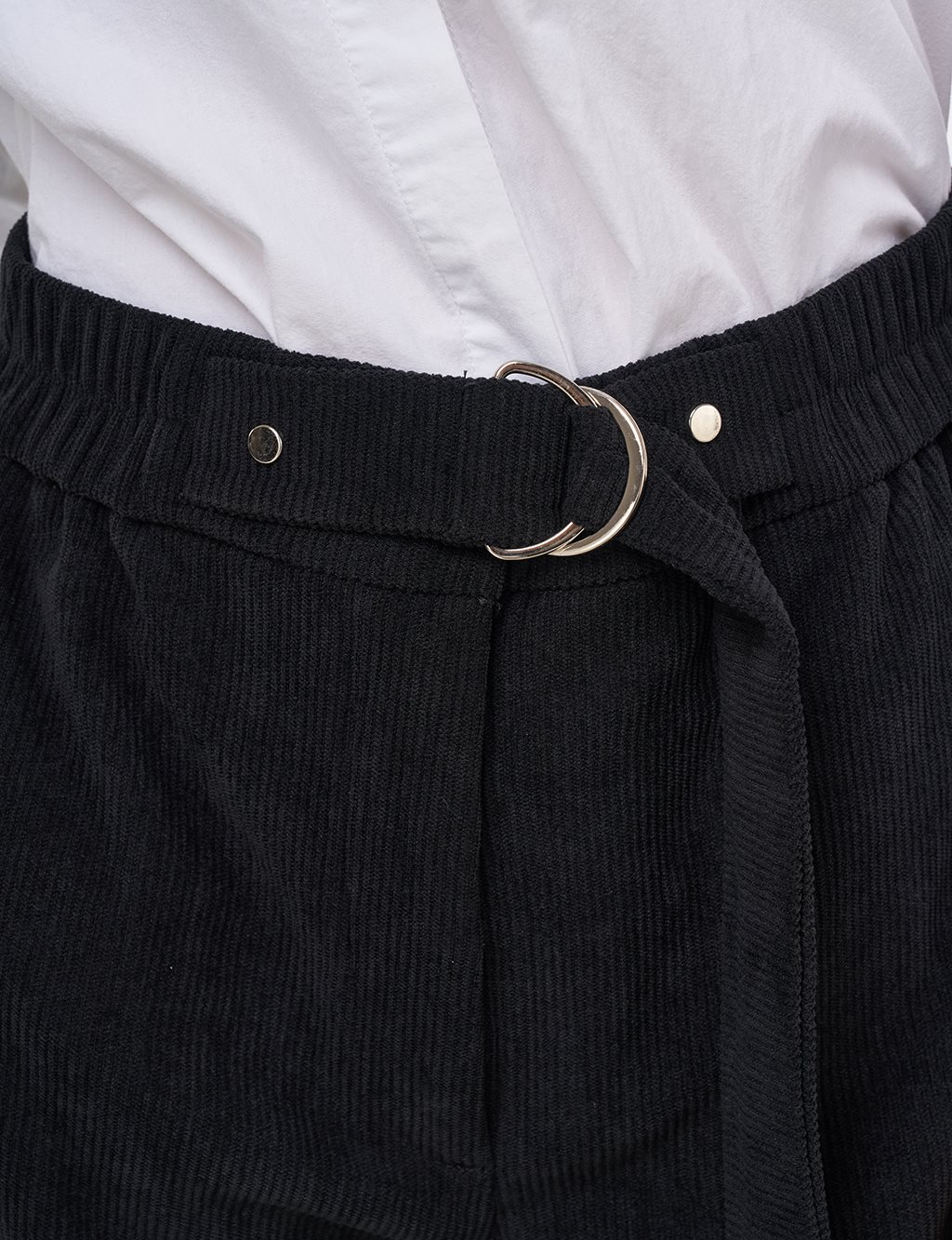 Velvet Pants with Metal Accessories Black