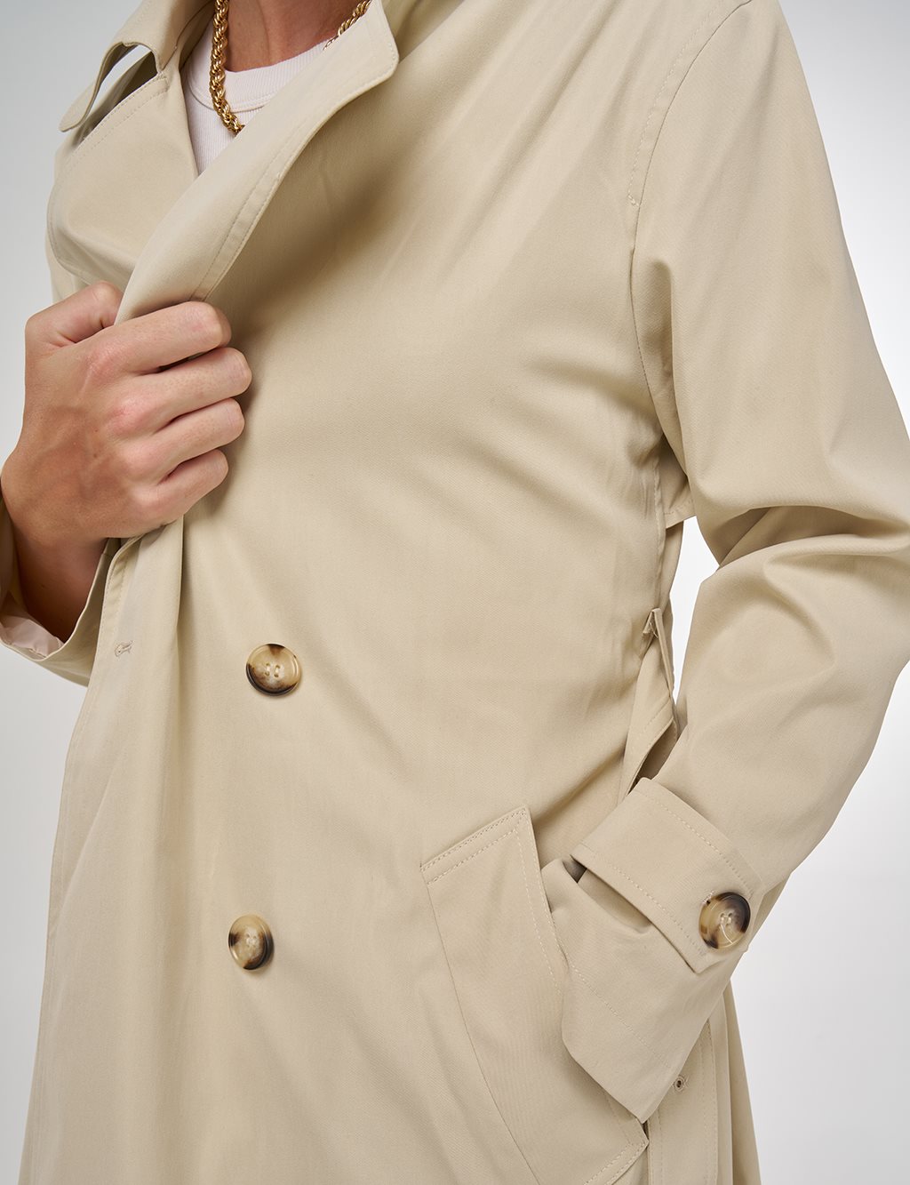 Men's Collar Trench Coat Stone
