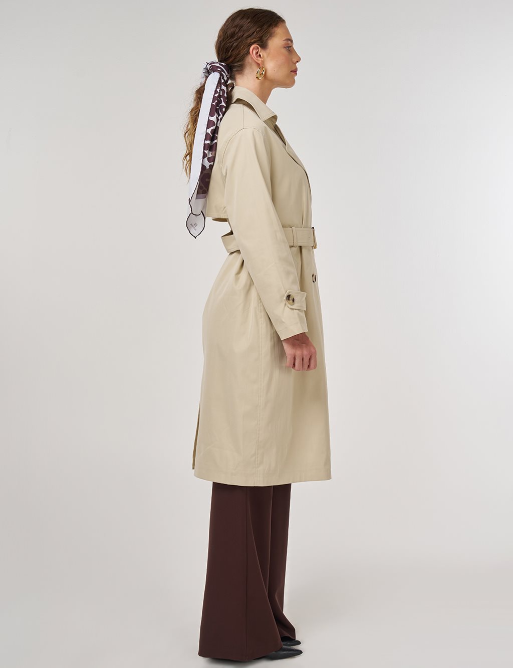 Men's Collar Trench Coat Stone