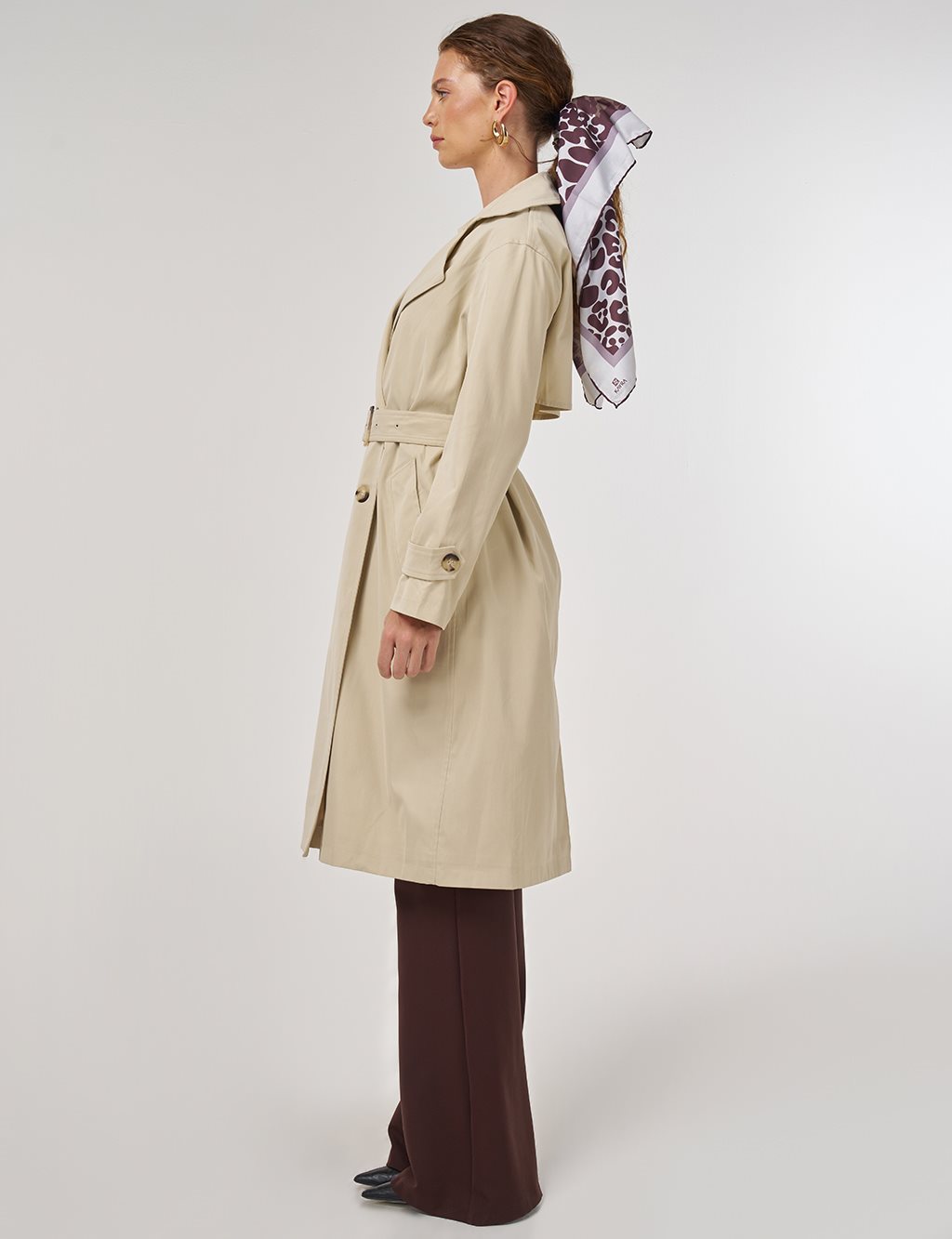 Men's Collar Trench Coat Stone
