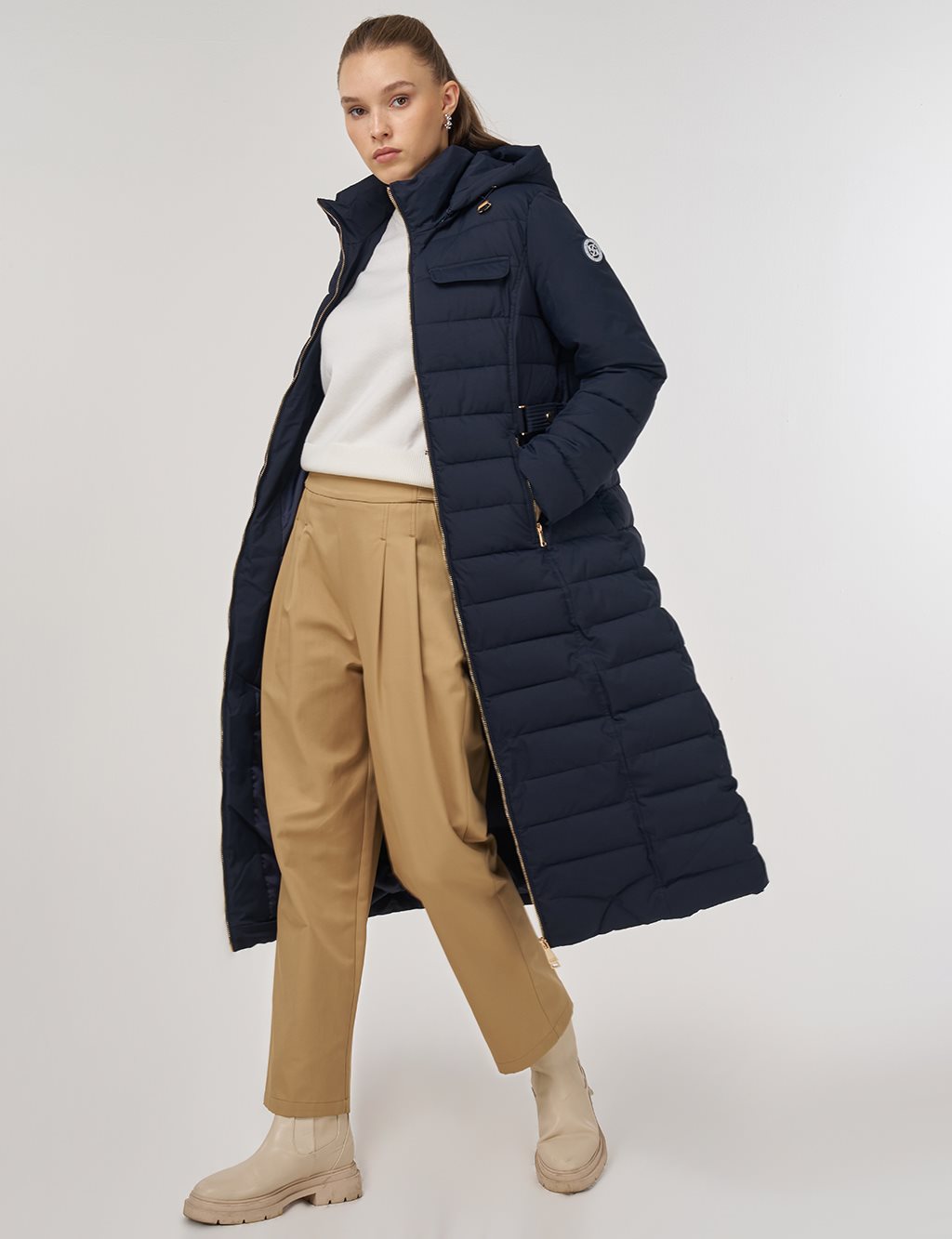 Kapüşonlu Anorak Mont Lacivert 