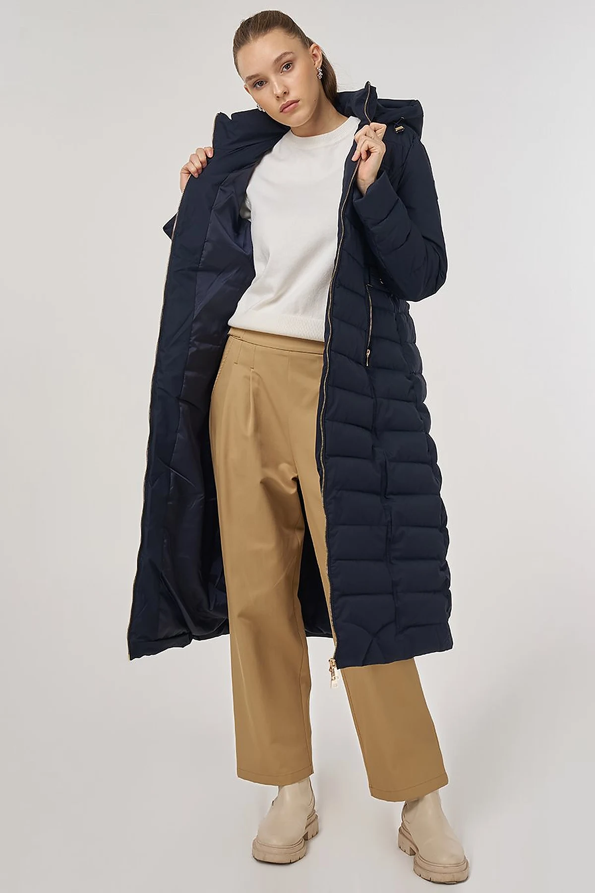 Kapüşonlu Anorak Mont Lacivert 