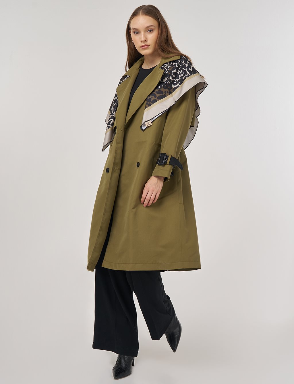 Epaulet Detailed Trench Coat Khaki