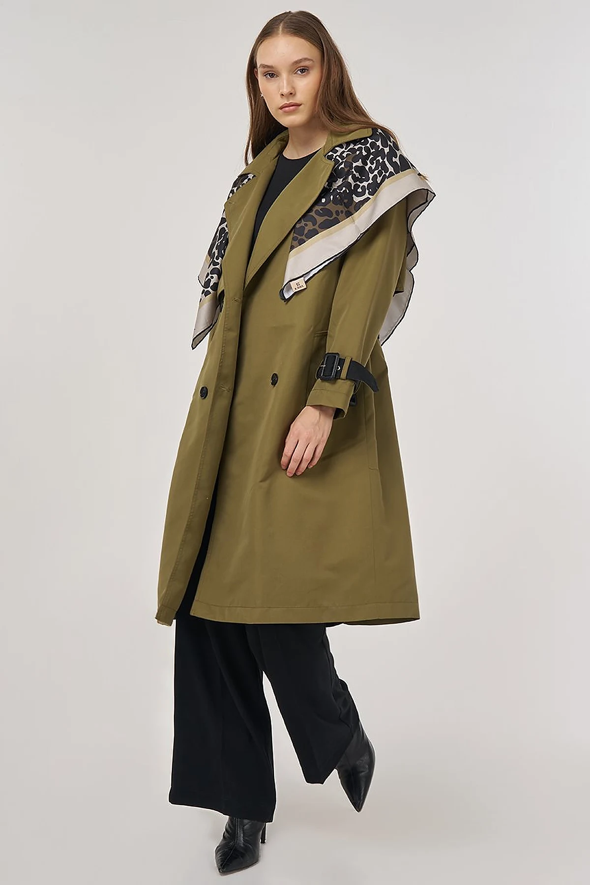 Epaulet Detailed Trench Coat Khaki