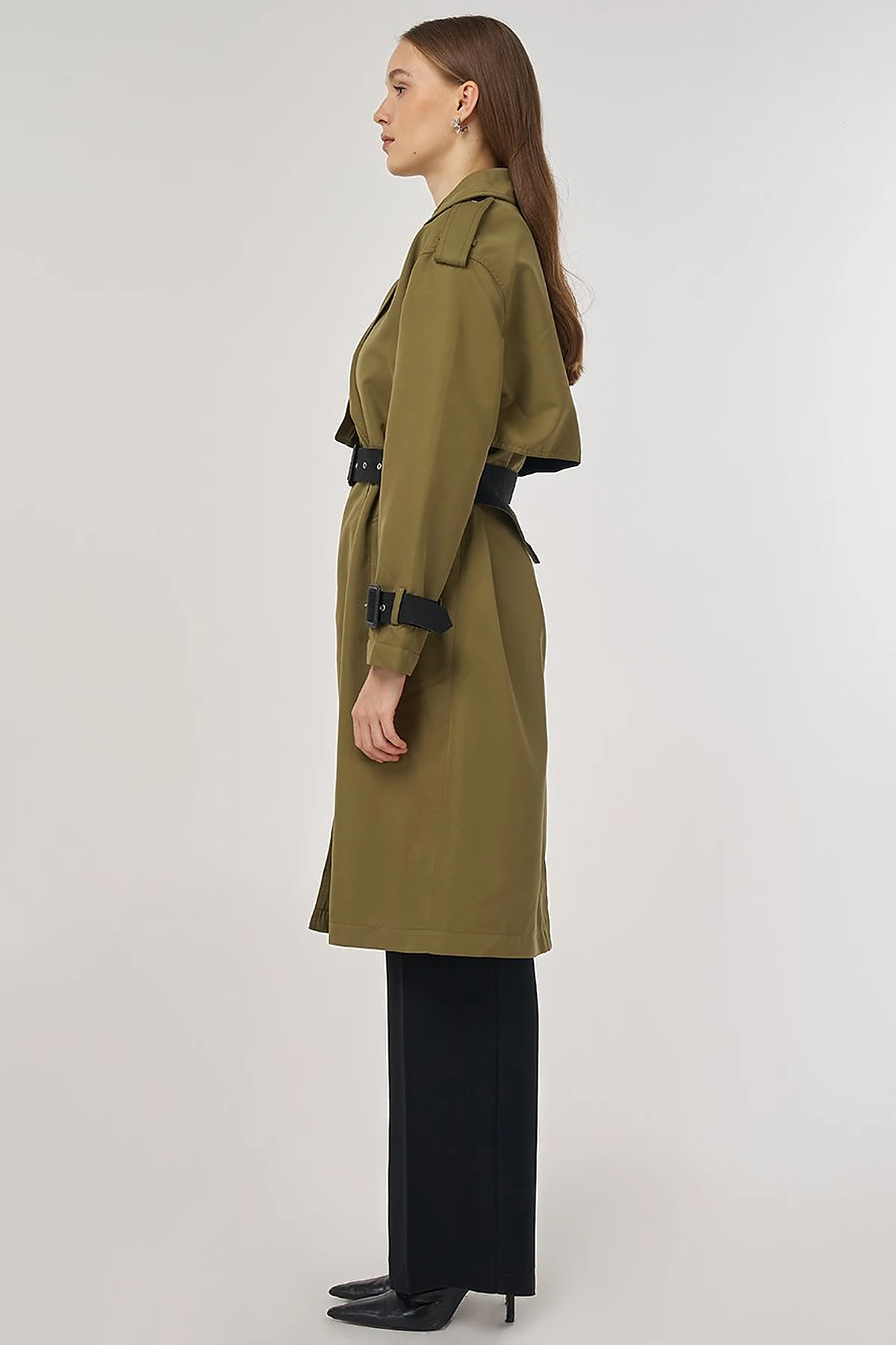 Epaulet Detailed Trench Coat Khaki