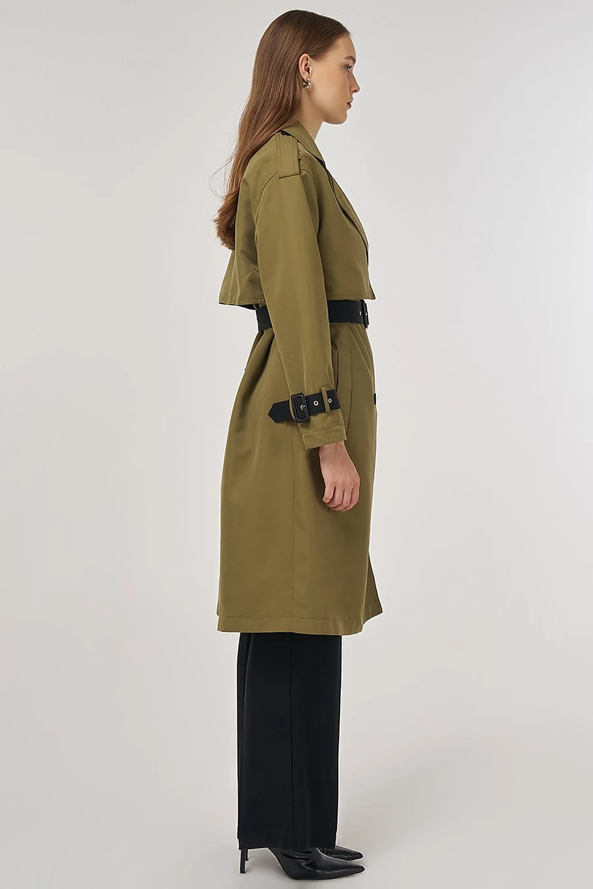 Epaulet Detailed Trench Coat Khaki