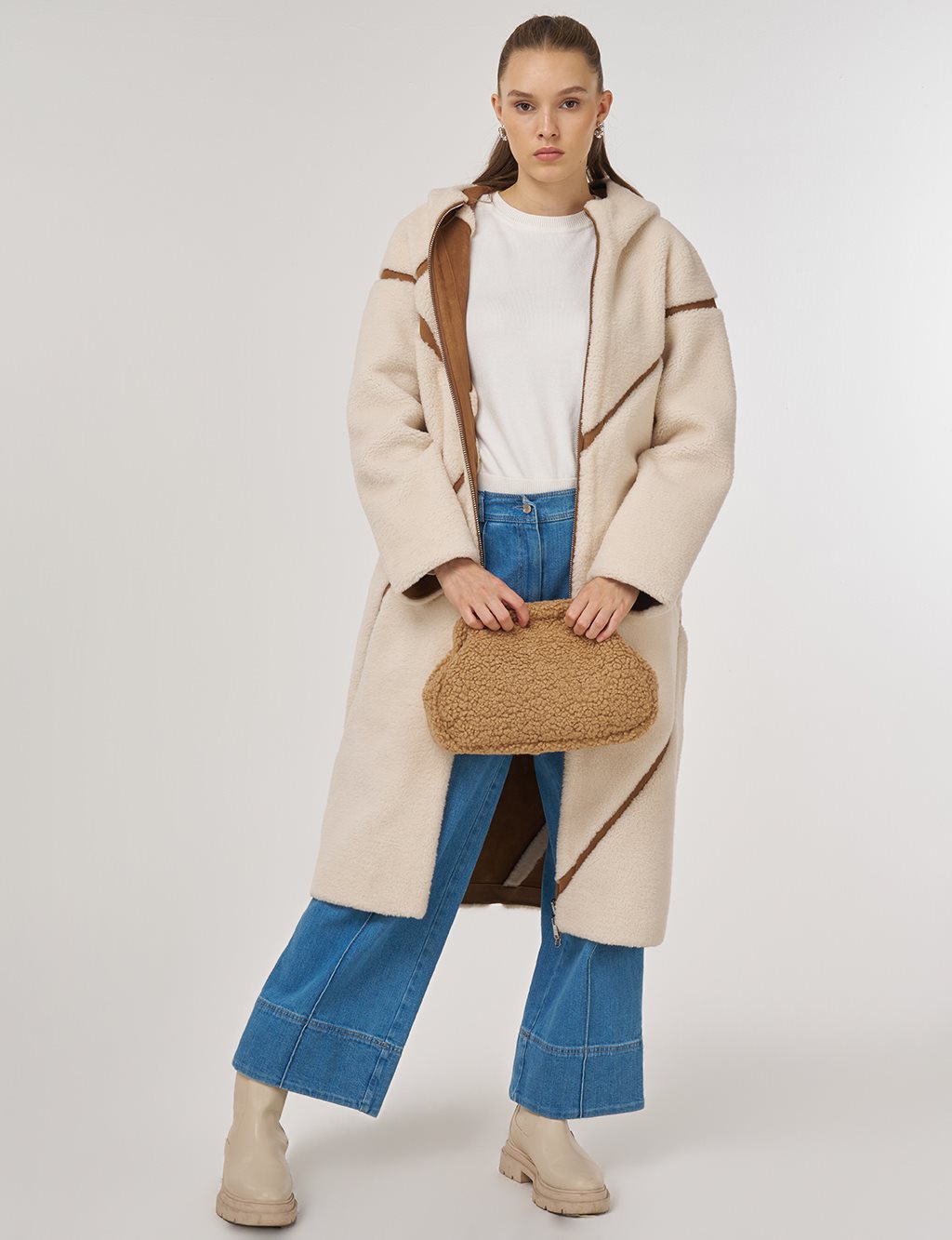 Double-Sided Plush Coat Camel