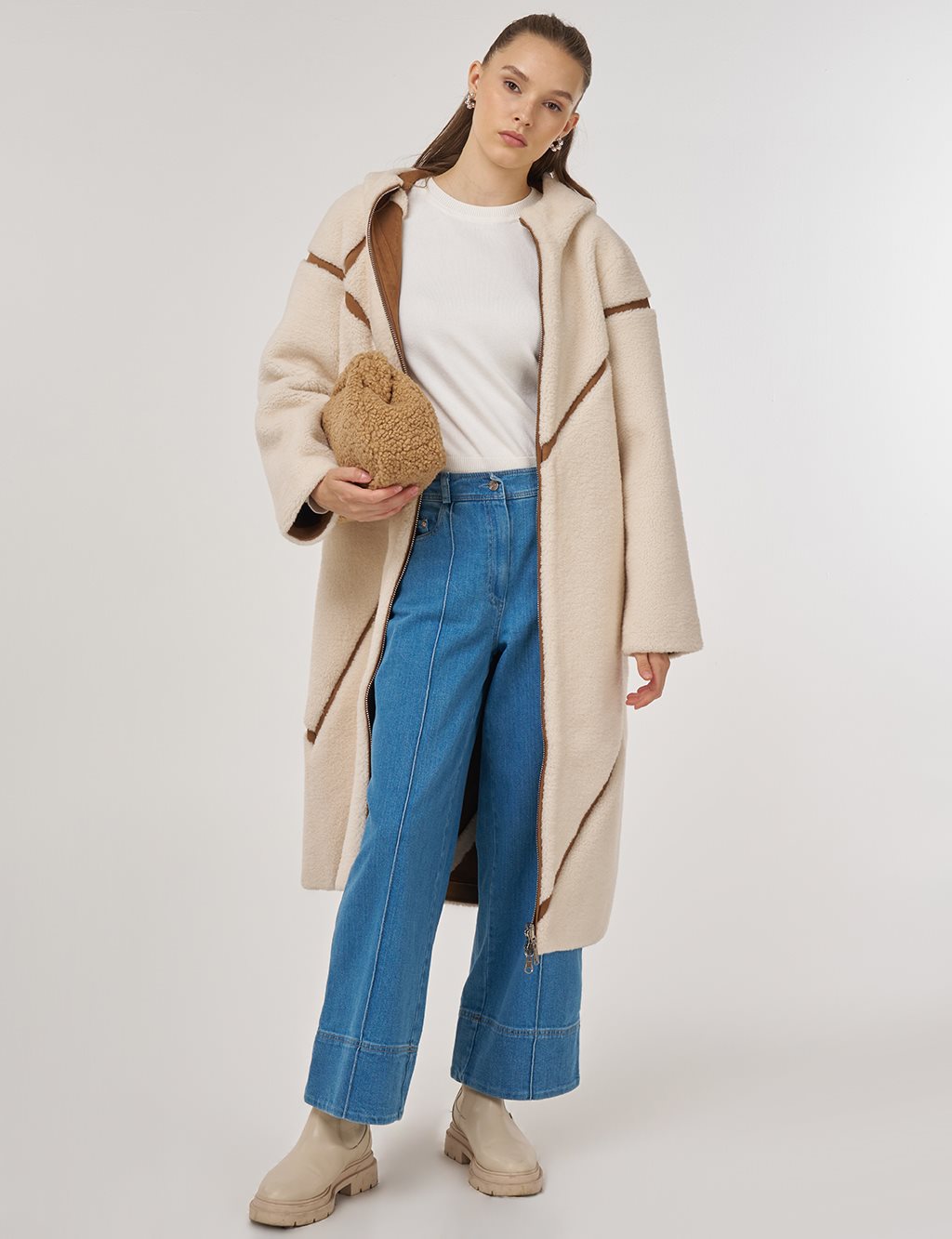 Double-Sided Plush Coat Camel