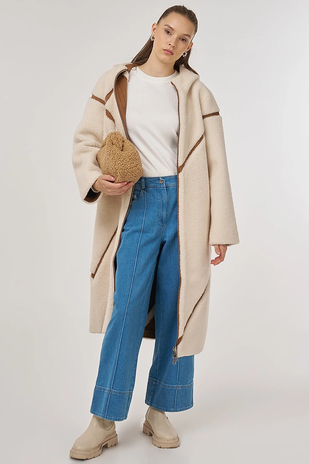 Double-Sided Plush Coat Camel