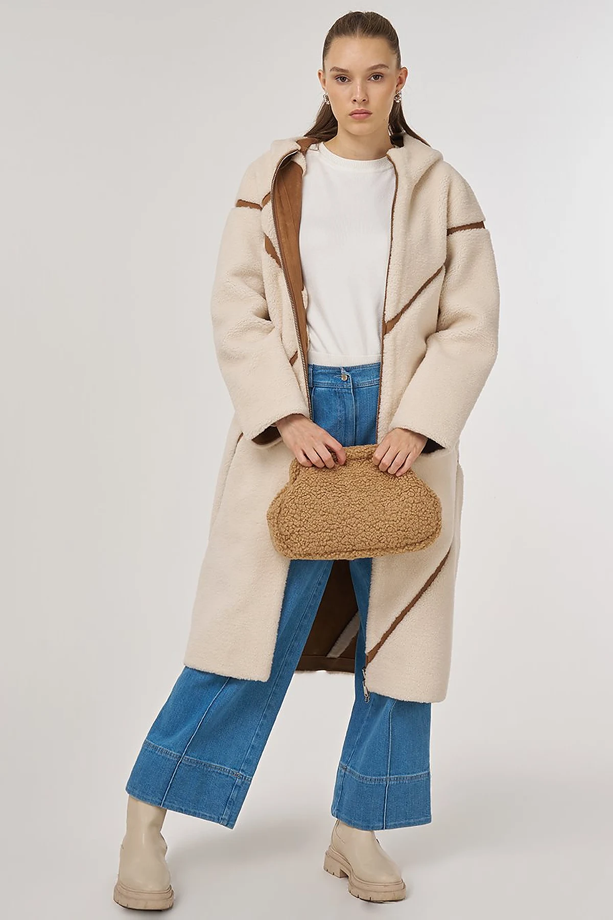 Double-Sided Plush Coat Camel