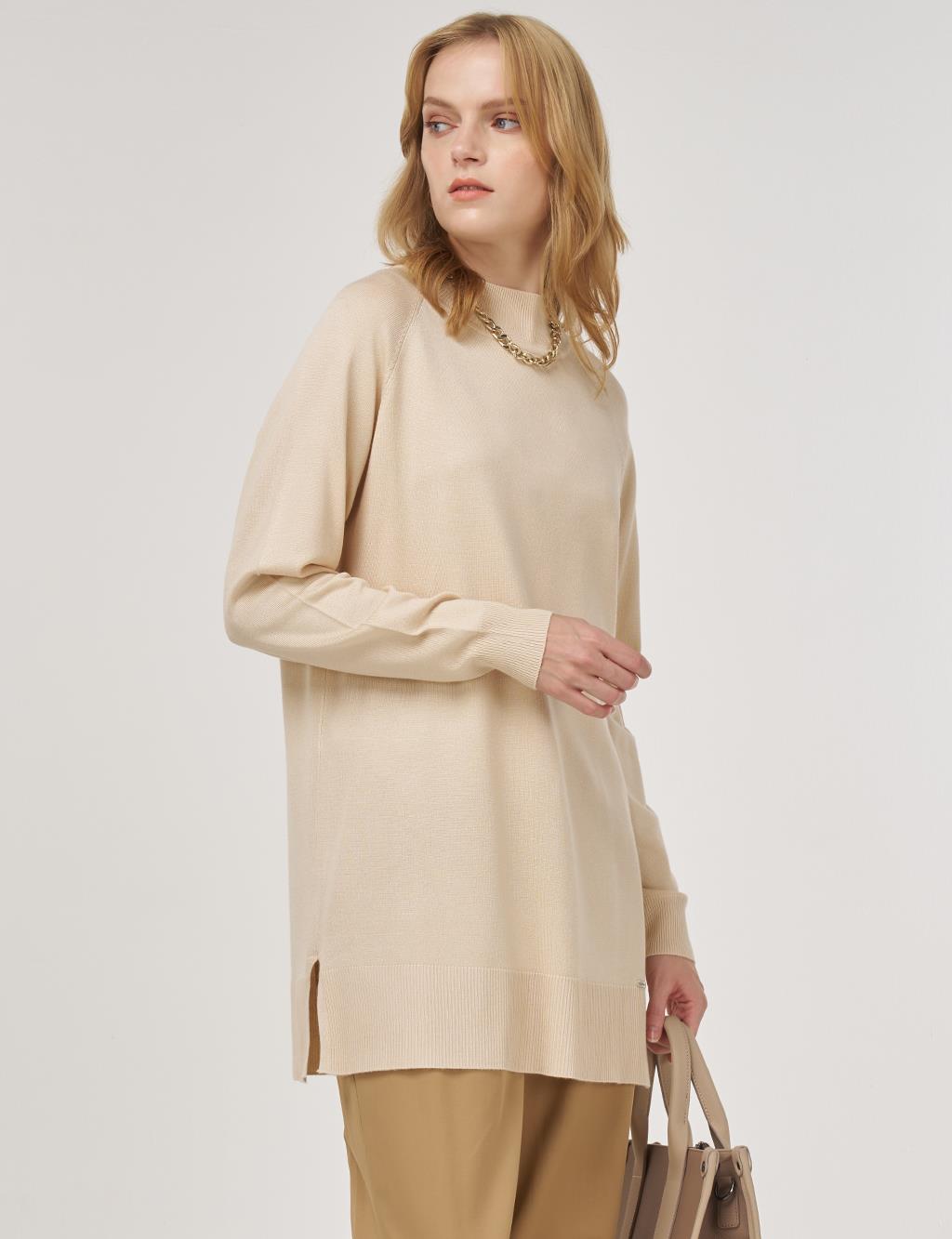 Half Turtleneck Knit Tunic Stone 