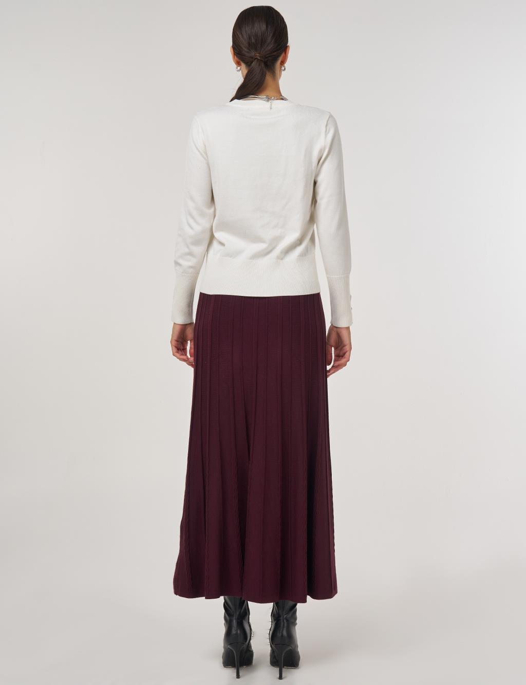 Button-Detail Knit Sweater Ecru