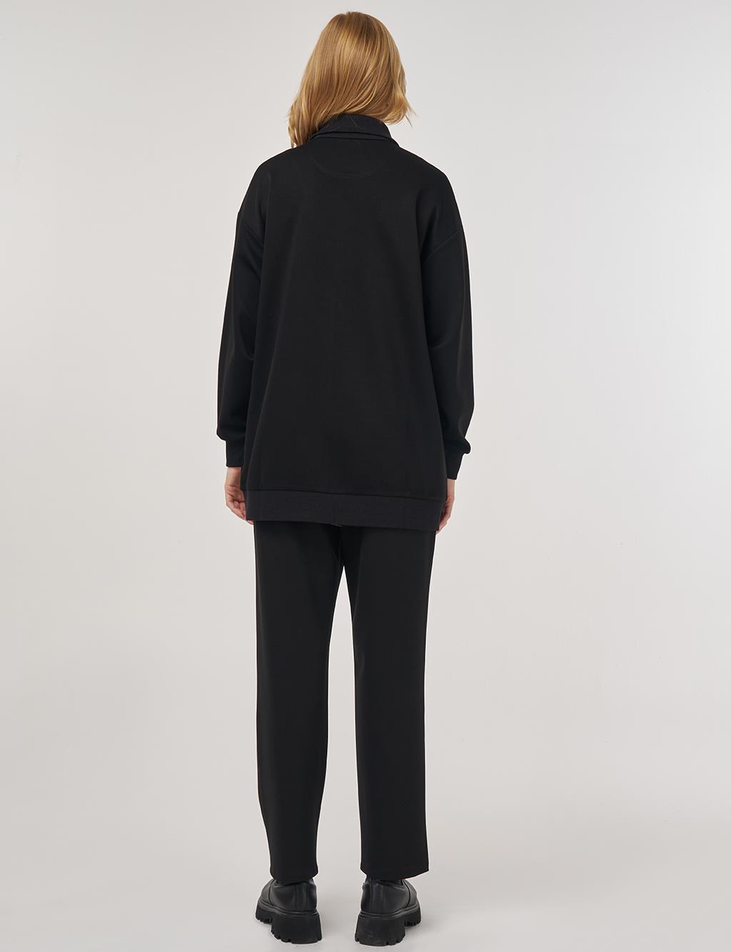 Dropped-Shoulder Viscose Sweatshirt Black